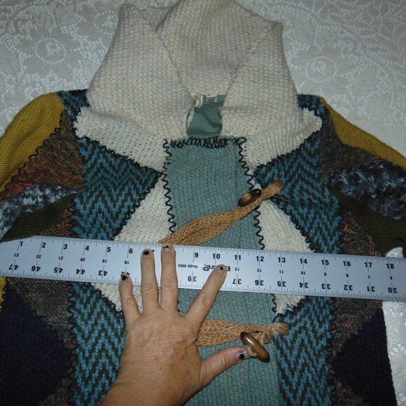 Anthropologie Charlie & Robin Cardigan Patch Knit S Chunky Cottage Cabin Core - Picture 11 of 14